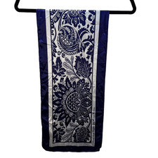 DAR National Society Daughters of the American Revolution Blue Floral Silk Scarf picture