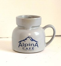 VINTAGE Alpina Cafe Lake Tahoe Wide Bottom No Spill Coffee Tea Mug Cup Pottery picture
