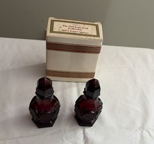Vintage Avon Cape Cod Collection Ruby Red Glass Salt Pepper Shaker Set 2pc picture