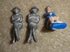Lot of 3 Vintage Unmarked Lead Sitting Woman and Man Figurines 2