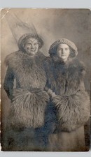 HUGE FUR GIRLS sioux falls sd 1910 postcard south dakota real photo rppc costume picture