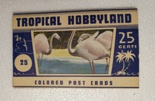 Set of 25 Vtg Florida 1940s  Hobbyland Linen Postcard Miami Florida Tropical Zoo picture