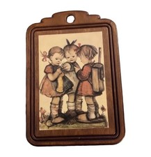 1970’s Evan’s Wooden Schoolgirls Trio Wall Art, Made in the USA picture