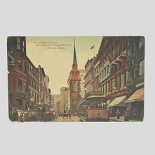 Postcard: Vintage Boston MA Washington St Old South Church Streetcar Early 1900s picture