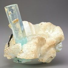 “20g Hexagonal Aquamarine Crystal with Schorl on Feldspar –Natural Display Spec picture