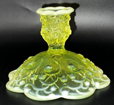 Fenton Lily of the Valley Topaz Yellow Opalescent Candle Stick Holder picture