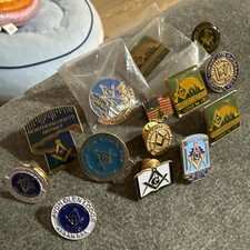 Lot of 13 Masonic Freemason Lodge Enamel Lapel Pins Canada USA Collectibles picture