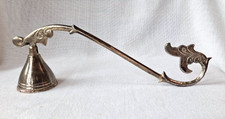 Vtg Silver Tone Metal Candle Snuffer Ornate handle, Patina, Antique-Look picture