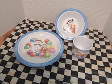 3pc VTG The Snowman book by Raymond Briggs Melamine Dish Set Plate Bowl Cup  picture