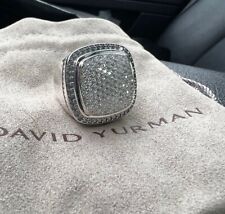 David Yurman Sterling Silver 20mm Albion pave Diamond Ring Size 8 picture