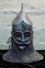 16GA Steel Medieval Norman Halfmasked Face Viking Helmet Chainmail Steel Hiking picture