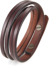 8.0 Inch Mens Handmade Leather Cuff Bracelet Steampunk Style leather Brown picture