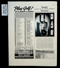 1937 True Temper Golf Shaft Kelvinator Water Cooler Vintage Print Ad 30767 picture