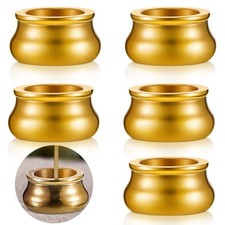 Suclain 6 Pcs Incense Burner Holder Mini Cone Stick Brass Gold picture