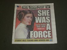 2016 DECEMBER 28 NEW YORK POST NEWSPAPER - CARRIE FISHER DEAD - 1956-2016 picture
