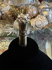 ANTIQUE/VINTAGE LADIES PEARL JEWELED BRASS AUTOMATIC SQUEEZE PETROL LIGHTER picture