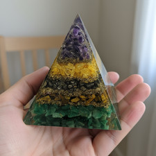 Handmade Orgone Chakra Pyramid with Amethyst, Citrine, Aventurine & Tiger Eye picture