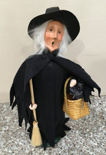 Byers Choice Carolers 2013 Halloween Witch w/Black Cape & Basket of Herbs picture