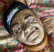 Vintage Chalkware Head Wall Hanging Bust Winking Captain Cigar Yellow Sweater picture