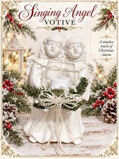 Singing Angel Votives Item No. 56806 White Ceramic Christmas Angel Candle Holder picture