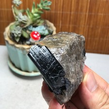 106g Natural Beautiful Black tourmaline Quartz specimen Crystal Healing A6207 picture