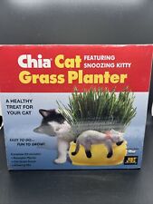 Chia Cat Grass Planter Snoozing Kitty Ceramic Decorative Planter New Figure Vase picture