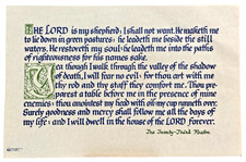 Vintage 1971 Sunset Marketing Illuminated Psalm 23 The Lord Is My Shepherd Print picture