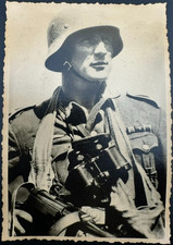 Vintage WW2 German Soldier Photo Stahlhelm Helmet Binoculars Wehrmacht Military picture