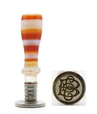 antique 19th C agate Wax Seal stamp, letters / name initials: B.D.E / E.D.B picture