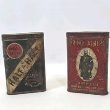 Antique Prince Albert Half & Half Tobacco Tin Lot Vintage Advertising Tobacciana picture