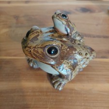 Vtg Japanese Shigaraki Ware Lucky Frog Toad Baby Ceramic Figurine Antique  VGUC picture
