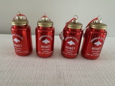 charming set of 4 red glass honey jar Christmas ornament picture
