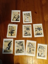 Lot 9 Postcards Painting Vietnam Indochina Ink on Paper Dũng Xuan picture