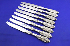 8 EXCELLENT  FB Rogers GRAND ANTIQUE  DINNER KNIVES Silverplate Ornate Floral picture