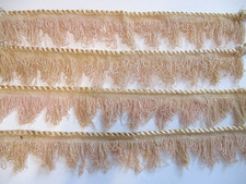 Vintage Unusual Fringed Drapery Trim Light Peach -2 pieces 65