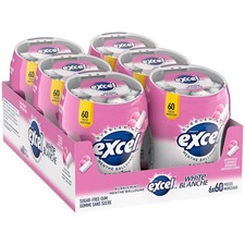 Excel White Bubblemint Sugar Free Chewing Gum 60 Pieces 6 Pack -  picture