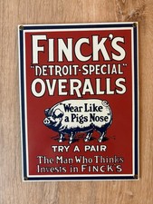 Ande Rooney Finck's Detroit-Special Overalls Porcelain Sign Pig Nose picture
