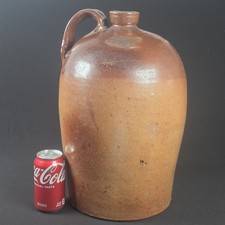 1800s Antique Salt Glazed Stoneware #4 Farmhouse Jug Multicolor Brown Orange Tan picture