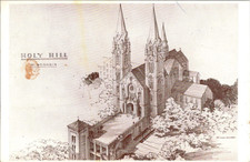 Shrine of Mary Holy Hill Wisconsin 1964 artist drawn postcard a149 picture