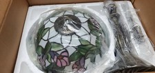 NEW-QVC Handcrafted Tiffany Style Violet Floral Table Lamp 18.5 inches tall picture