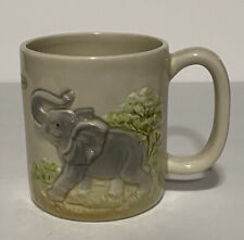Otagiri Elephant Coffee Mug Cup 3.75” Handpainted 3D Vintage 1981 Japan picture
