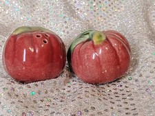 Vintage Tomato Ceramic Salt And Pepper Shakers Set picture
