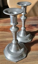 Vintage Set (2) JOHN SOMERS Pewter Candlesticks  8