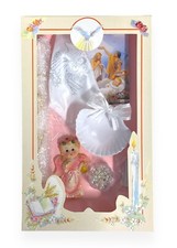 Girls Christening Complete Baptism Candle Box Gift Set English Book Rosary New picture