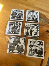 Set of 6 Vintage Ivan Borges Black and White Ceramic Coasters picture