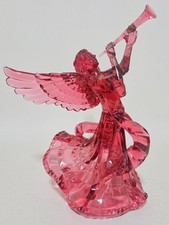 VTG Pink Acrylic Lucite Angel  Xmas Tree Topper Trumpet 10