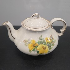 Ellgreave Wood & Sons Genuine Ironstone Yellow Flowers Teapot with Gold Trim picture