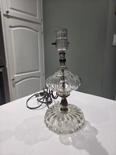 Vintage Clear Glass Boudour Lamp Desk Lamp 10 Inch Tall picture