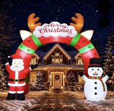 12 FT GIANT Christmas Inflatable Archway with Santa & Snowman Built-In LED’S🎅 picture