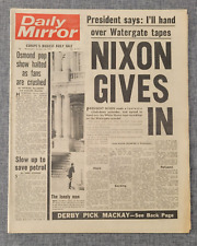 DAILY MIRROR 24 OCT 1973 PRESIDENT NIXON HANDS OVER WATERGATE TAPES NEWSPAPER picture